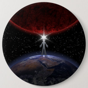 Badge Rond 15,2 Cm Alien parmi les planètes