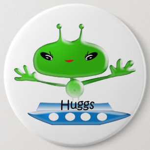 Badge Rond 15,2 Cm Aliens de l'espace extra-atmosphérique vert mignon