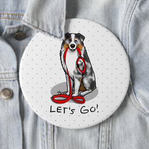 Badge Rond 15,2 Cm Allons-y ! Berger australien (bleu merle tan/w 1)
