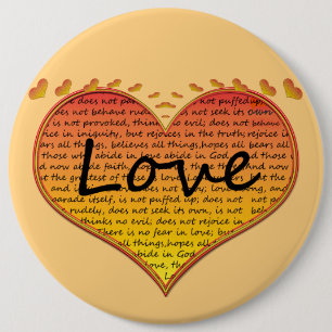 Badge Rond 15,2 Cm Amour 1 Corinthiens 13 Coeurs