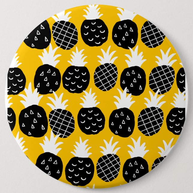 Badge Rond 15,2 Cm Ananas noir (Devant)