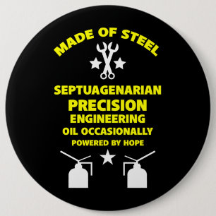 Badge Rond 15,2 Cm Anniversaire Septuagénaire