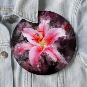 Badge Rond 15,2 Cm Aquarelle de fleur de Stargazer - bb 01