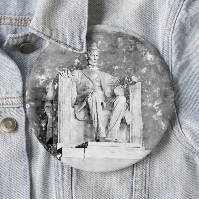 Badge Rond 15,2 Cm Aquarelle du Mémorial Lincoln (En situation)