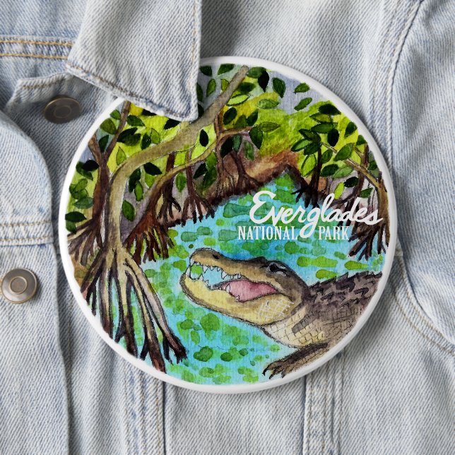 Badge Rond 15,2 Cm Aquarelle du parc national des Everglades (En situation)