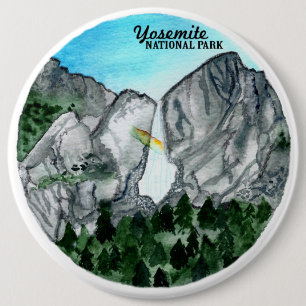 Badge Rond 15,2 Cm Aquarelle du parc national Yosemite