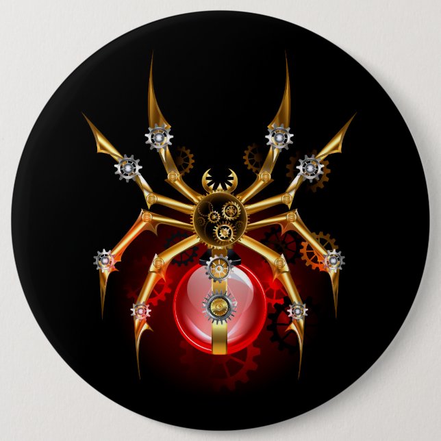 Badge Rond 15,2 Cm Araignée en vapeur noire (Devant)