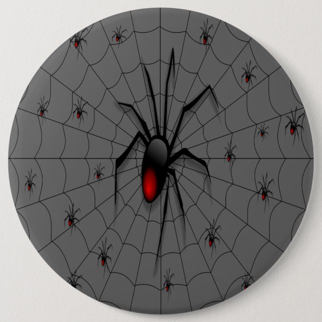 Badge Rond 15,2 Cm Araignée et bébés veuves noirs - (Devant)