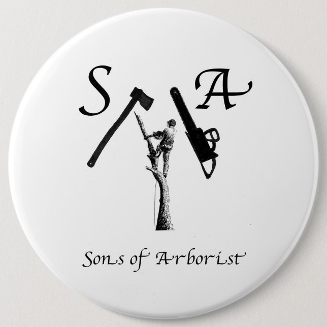 Badge Rond 15,2 Cm Arboriste Art tronçonneuse (Devant)