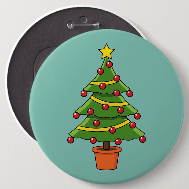 Badge Rond 15,2 Cm Arbre de Noël (Devant & derrière)