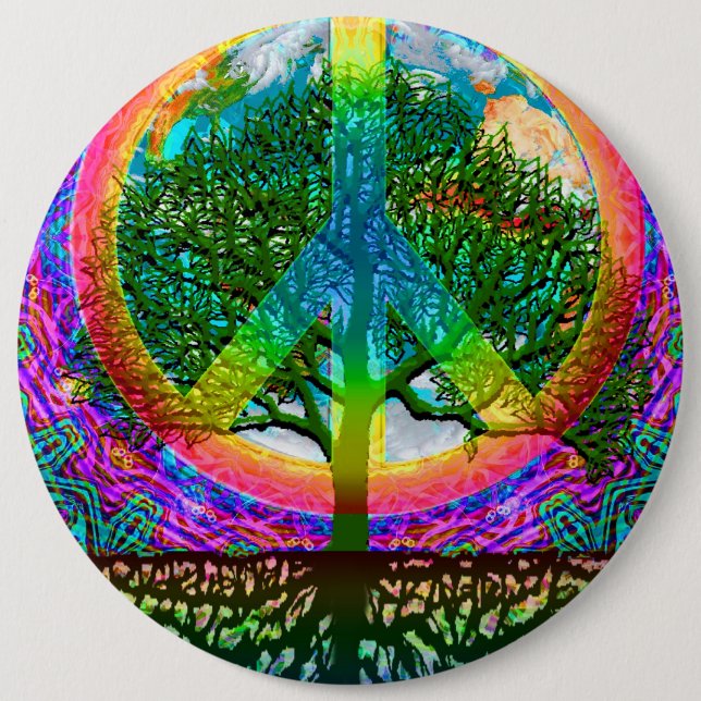 Badge Rond 15,2 Cm Arbre de paix de la vie (Devant)