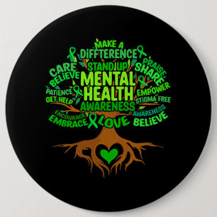 Badge Rond 15,2 Cm Arbre Dessin Mot Art Sensibilisation à la santé me