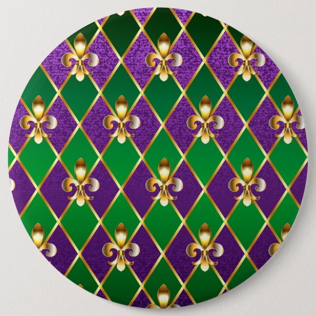 Badge Rond 15,2 Cm Arrière - plan de bijoux Mardi Gras (Devant)