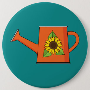 Badge Rond 15,2 Cm Arrosage orange avec tournesol