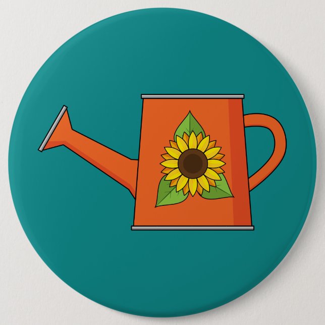 Badge Rond 15,2 Cm Arrosage orange avec tournesol (Devant)
