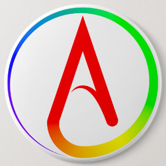 Badge Rond 15,2 Cm Atheist Symbol Rainbow
