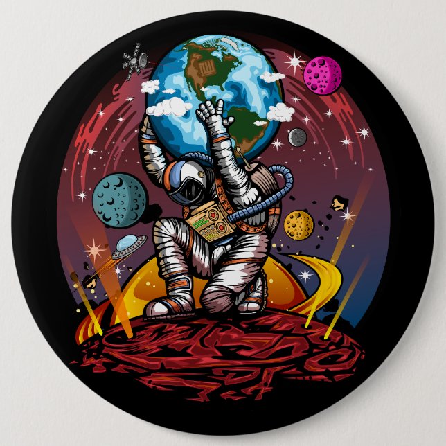 Badge Rond 15,2 Cm Atlas Space Man (Devant)