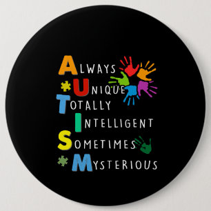 Badge Rond 15,2 Cm Autiste Autisme Forte Définition