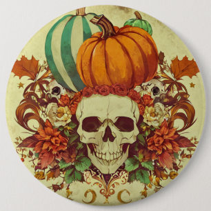 Badge Rond 15,2 Cm Automne/Automne/Halloween/citrouille/squelette