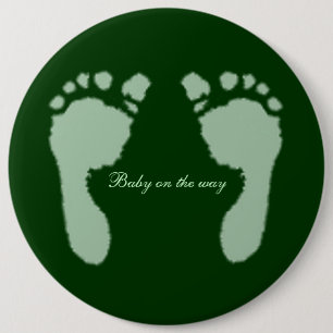 Badge Rond 15,2 Cm Baby Footprints (Green)