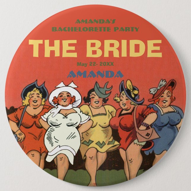 Badge Rond 15,2 Cm Bachelorette la jeune mariée (Devant)