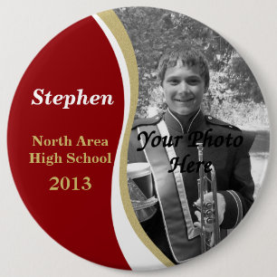 Badge Rond 15,2 Cm Bande Marching Photo Red Gold 2013
