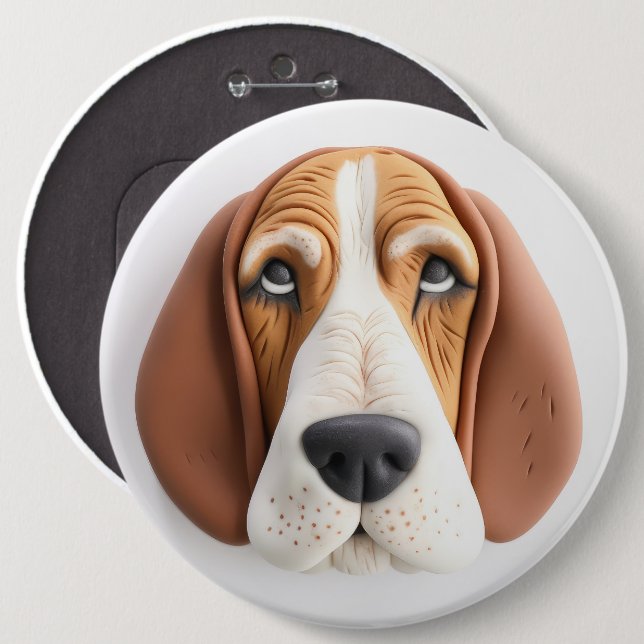 Badge Rond 15,2 Cm Basset Hound Dog 3D inspiré (Devant & derrière)