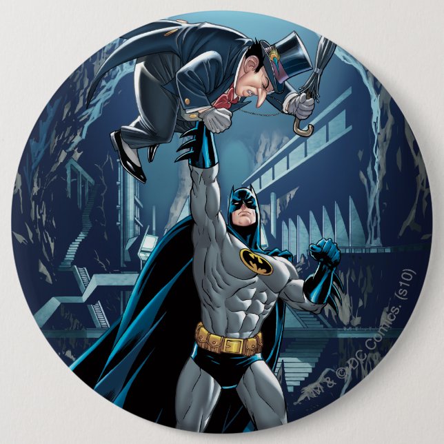Badge Rond 15,2 Cm Batman contre Penguin (Devant)
