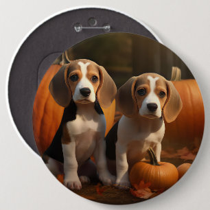 Badge Rond 15,2 Cm Beagle Puppy Automne Citrouille de plaisir