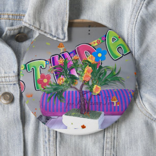 Badge Rond 15,2 Cm Beau Anniversaire coloré