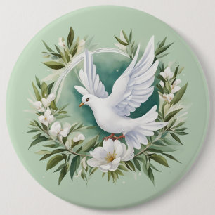 Badge Rond 15,2 Cm Belle colombe blanche