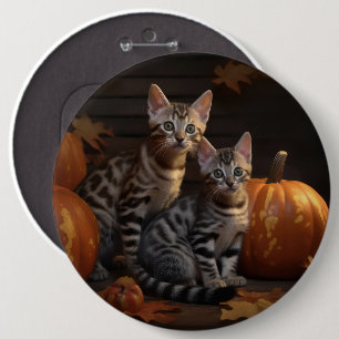 Badge Rond 15,2 Cm Bengal Kitten Automne Citrouille de plaisir