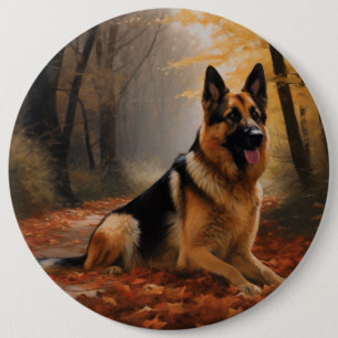 Badge Rond 15,2 Cm Berger allemand en automne Feuilles automne Inspir