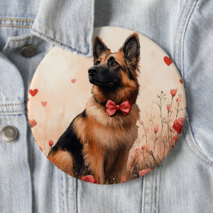 Badge Rond 15,2 Cm Berger belge avec des roses - Saint-Valentin
