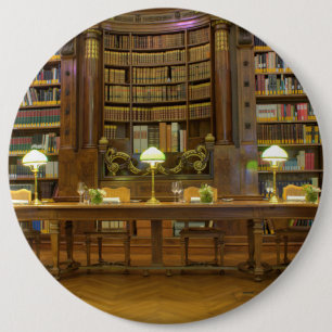 Badge Rond 15,2 Cm Bibliothèque historique antique