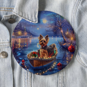 Badge Rond 15,2 Cm Biewer Terrier Noël Festive Voyage