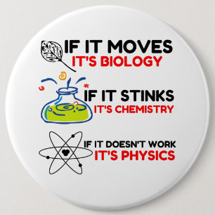 BADGE ROND 15,2 CM BIOLOGIE SCIENTIFIQUE CHIMIE PHYSIQUE