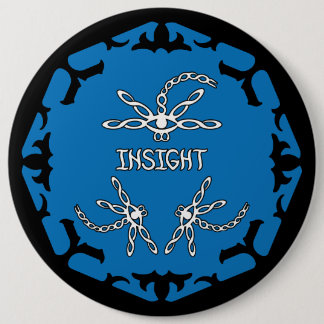 Badge Rond 15,2 Cm Bleu, Brow 3e Oeil Chakra "Insight" libellules