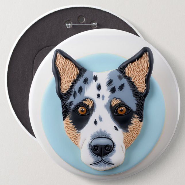 Badge Rond 15,2 Cm Blue Heeler Chien 3D inspiré (Devant & derrière)