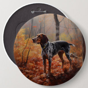 Badge Rond 15,2 Cm Bluetick Coonhound en automne Leaves automne Inspi