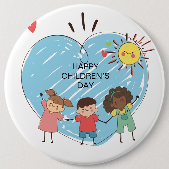 Badge Rond 15,2 Cm Bonne Journée des enfants (Devant)