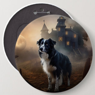 Badge Rond 15,2 Cm Border Collie Halloween Épouvantable