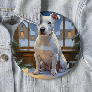 Badge Rond 15,2 Cm Bouledogue terrier avec lumières de Noël pour les