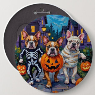 Badge Rond 15,2 Cm Bouledogues faisant Trick-or-Treat dans des costum