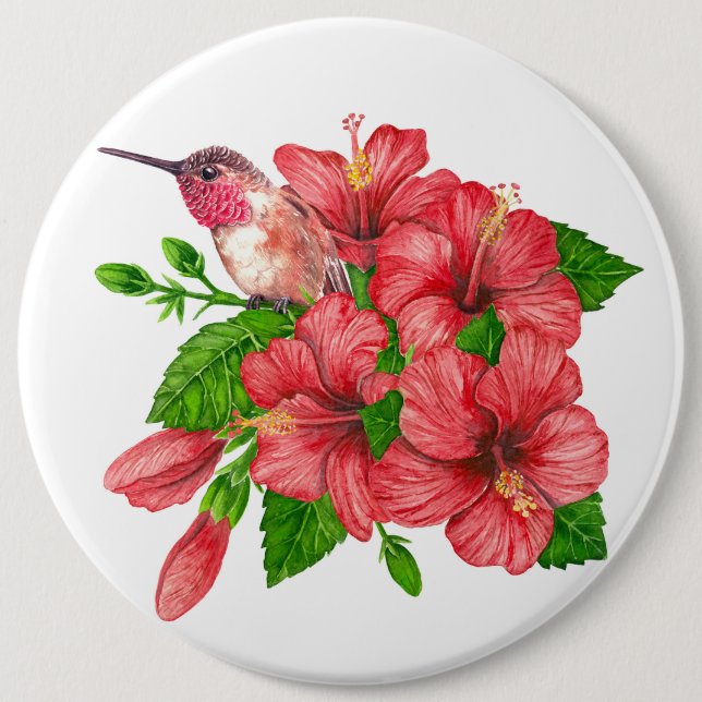 Badge Rond 15,2 Cm Bouquet tropical (Devant)