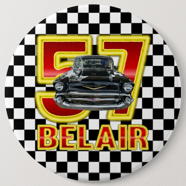 Badge Rond 15,2 Cm Bouton 1957 de Bel Air de Chevy (Devant)