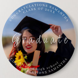 Badge Rond 15,2 Cm Bouton Arrondi du texte de la photo de graduation