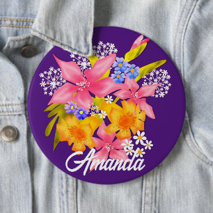 Badge Rond 15,2 Cm Bouton Bouquet printemps
