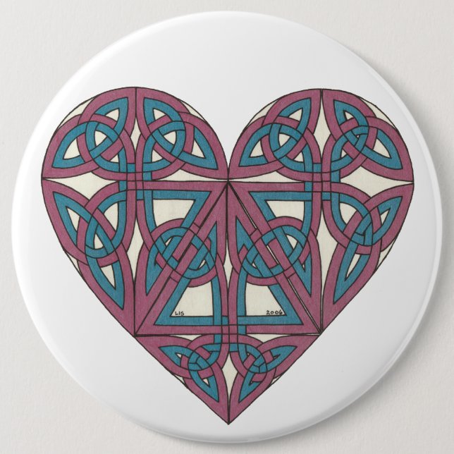 Badge Rond 15,2 Cm Bouton celtique de coeur (Devant)