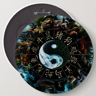 Badge Rond 15,2 Cm Bouton chinois Zodiac